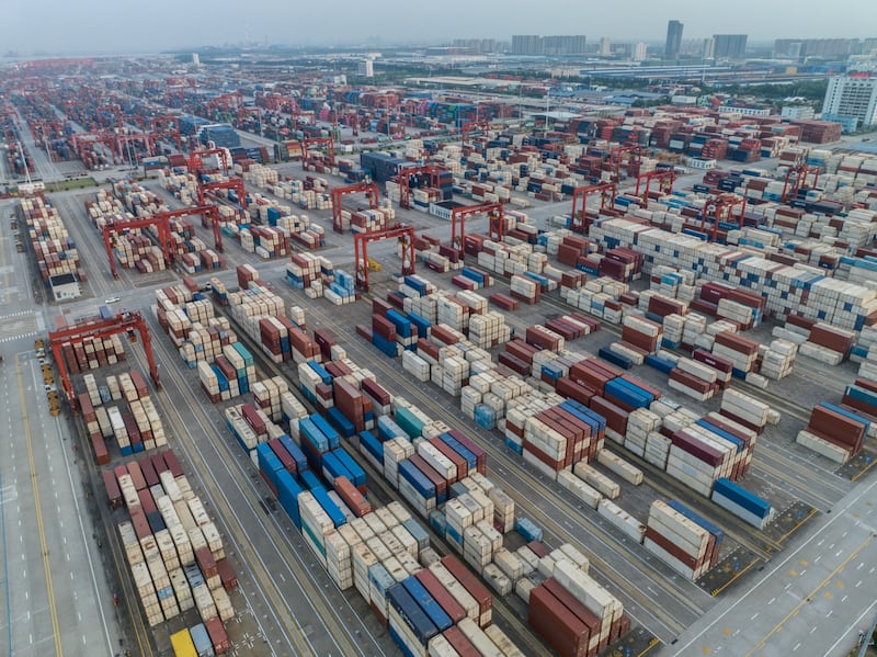 Shipping containers at the Port of Taicang in Jiangsu Province. China’s economy was meant to drive a third of global economic growth this year. Bloomberg