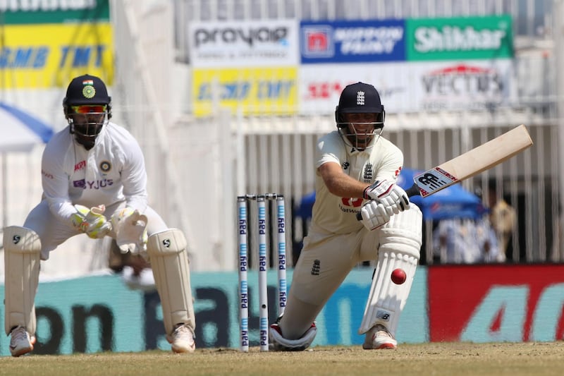 Joe Root (captain) of England plays a shot during day four of the second PayTM test match between India and England held at the Chidambaram Stadium in Chennai, Tamil Nadu, India on the 16th February 2021

Photo by Pankaj Nangia/ Sportzpics for BCCI