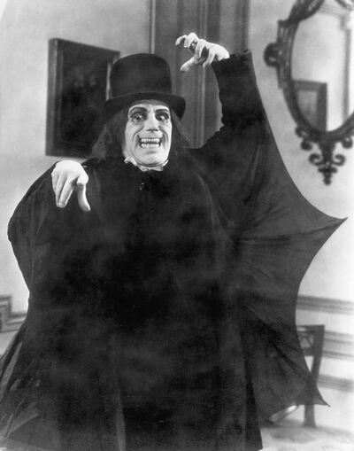 Lon Chaney as the vampire in the 1927 MGM silent, London After Midnight. Photo: Bettman Archive