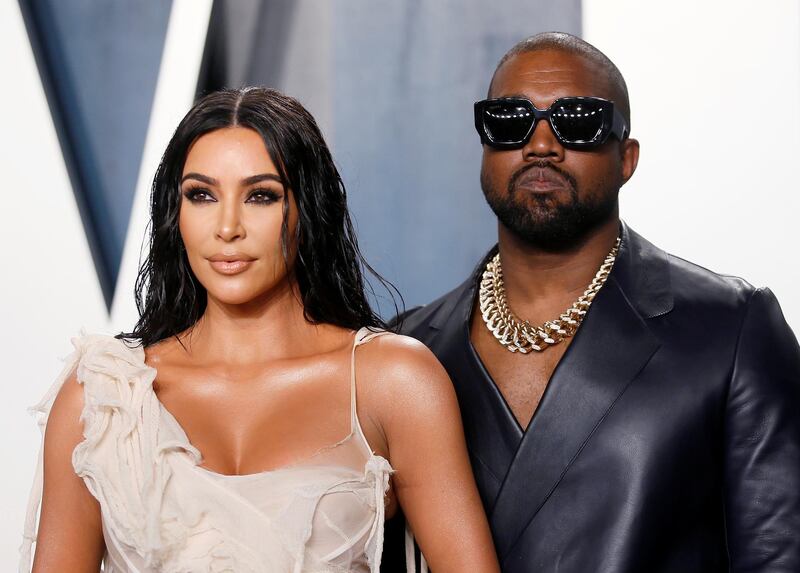 FILE PHOTO: Kim Kardashian and Kanye West attend the Vanity Fair Oscar party in Beverly Hills during the 92nd Academy Awards, in Los Angeles, California, U.S., February 9, 2020.      REUTERS/Danny Moloshok -/File Photo