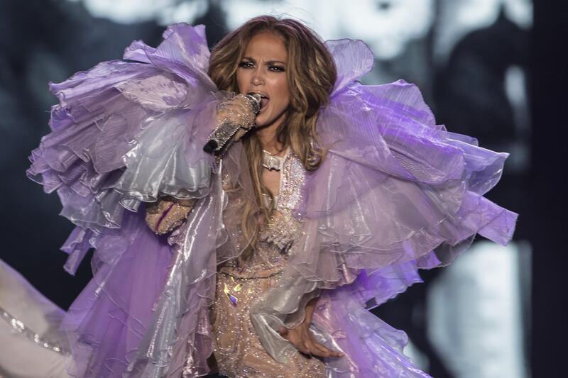 Jennifer Lopez performs on stage during her concert in the northern Egyptian coast town of El Alamein on August 9, 2019.  AFP