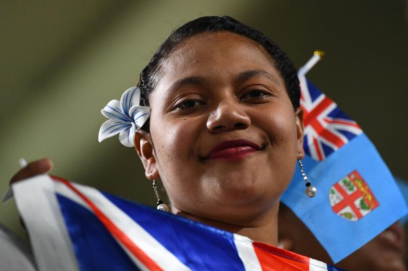 A Fiji fan awaits the start of the Japan 2019 Rugby World Cup Pool D match between Wales and Fiji at the Oita Stadium in Oita. AFP