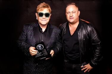 Thomas Ovesen with British singer Elton John after his show at Dubai’s Autism Rocks Arena in 2017. Courtesy of Thomas Ovesen.