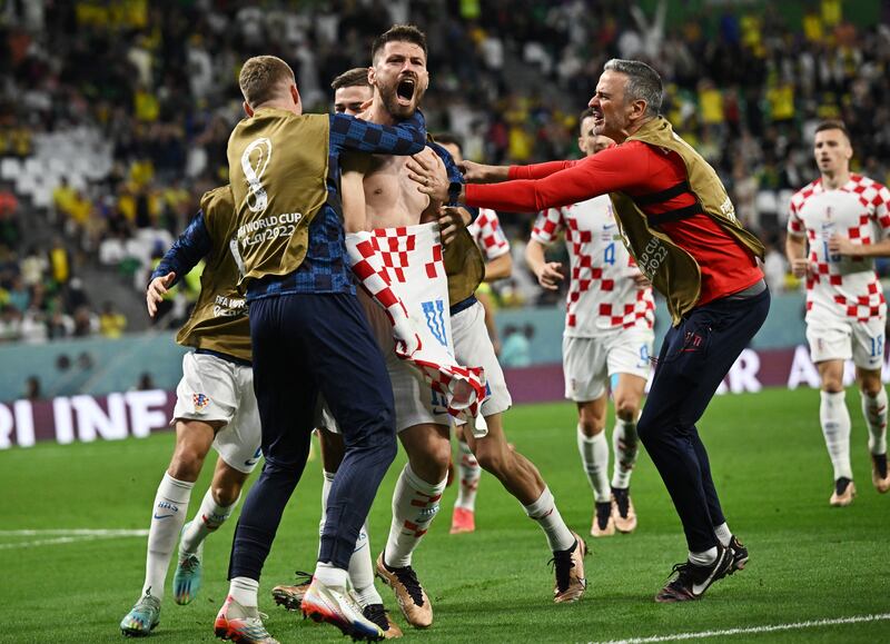 Croatia's Bruno Petkovic celebrates after scoring. Reuters