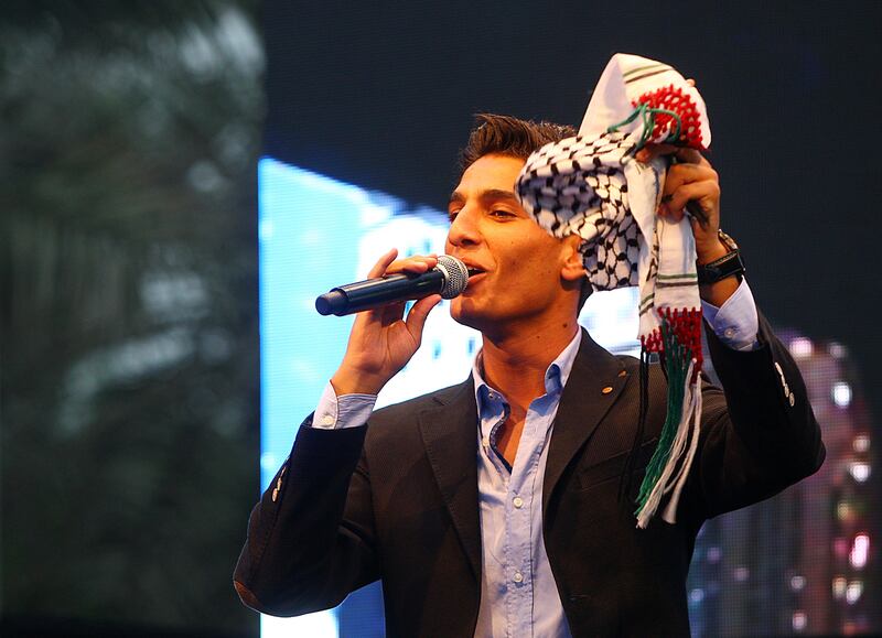 Dubai, United Arab Emirates- June, 29, 2013: Arab Idol winner Mohammed Assaf performs to his fans in Dubai .(  Satish Kumar / The National ) For News