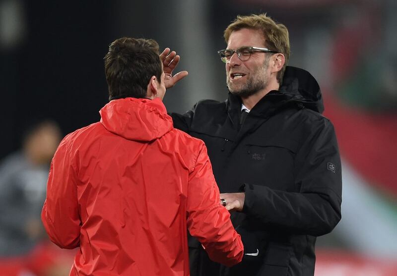 Liverpool manager Jurgen Klopp shown in Germany on Thursday night before his team's Europa League match/ Matthias Hangst / Bongarts / Getty Images / February 18, 2016
