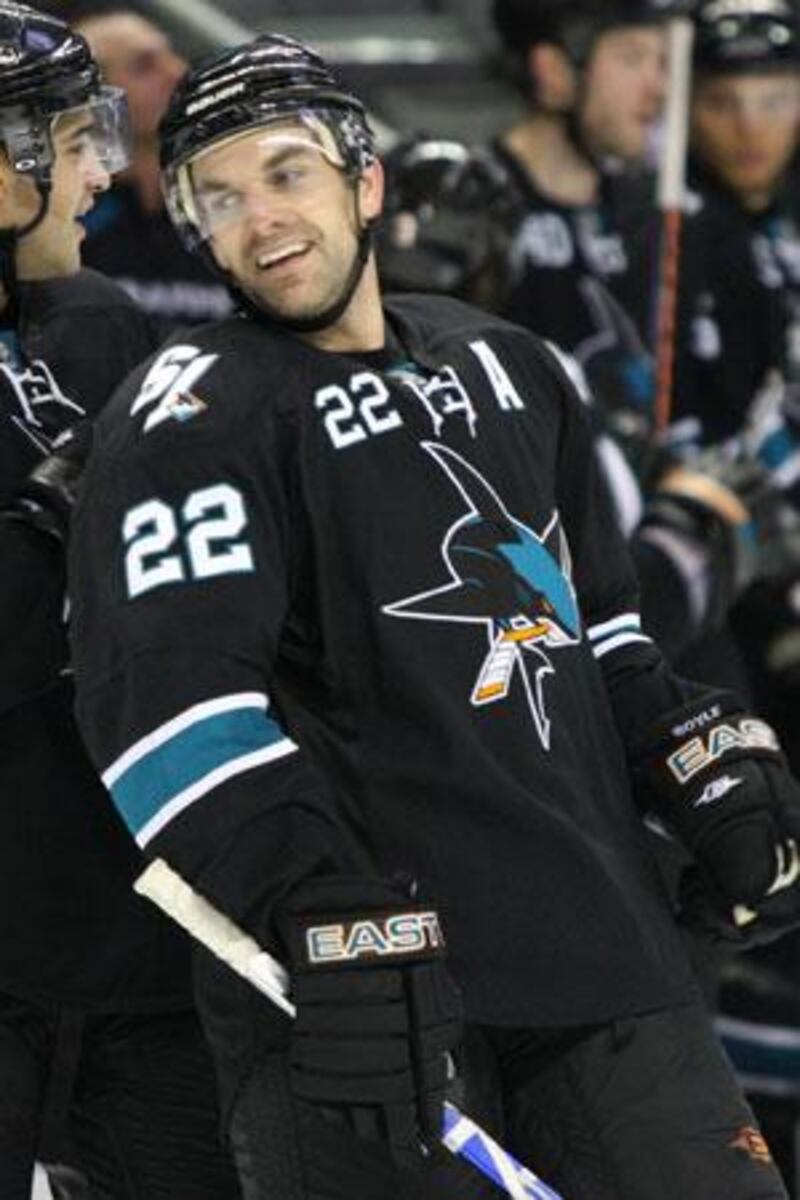 Dan Boyle is all smiles after scoring the winner.