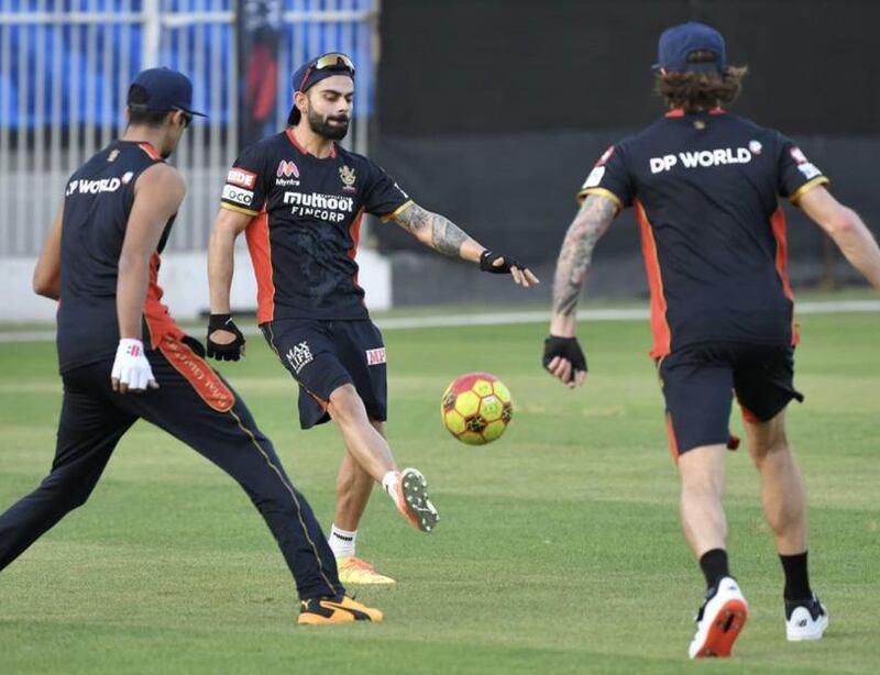 Kohli and teammates play some football as part of training on September 3. Courtesy imVkohli / Twitter