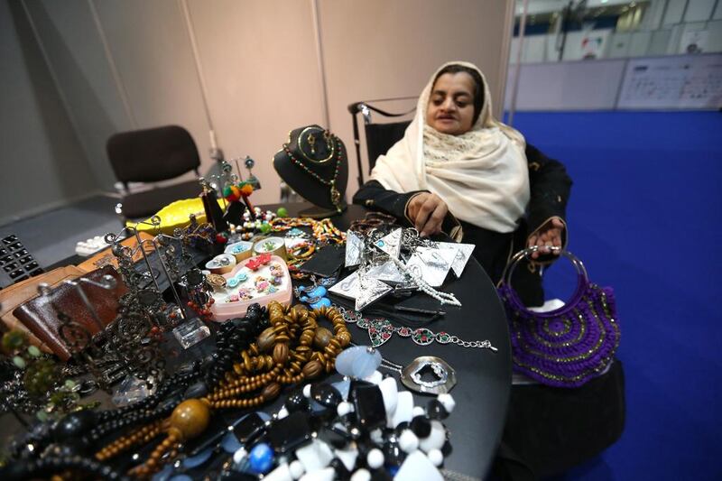 Darkshan Khan, a Pakistani saleswoman, sells handmade crafts at ABILITIESme.