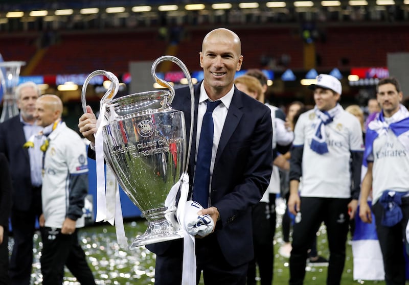 Zinedine Zidane celebrates his second Champions League title in 2017. Eddie Keogh / Reuters