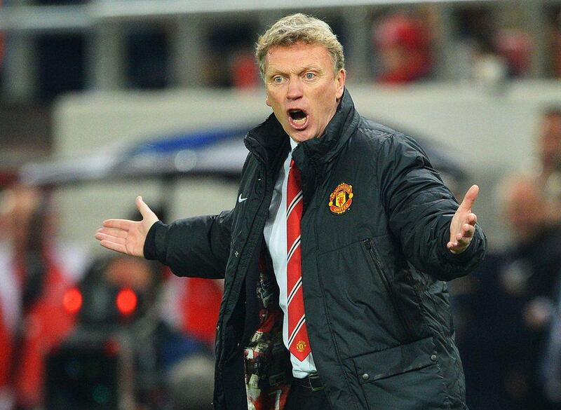 Manchester United manager David Moyes reacts on the touchline during the Uefa Champions League Round of 16 first leg match between Olympiacos FC and Manchester United at Karaiskakis Stadium on February 25, 2014 in Piraeus, Greece. United lost, 2-0. Michael Regan/Getty Images



