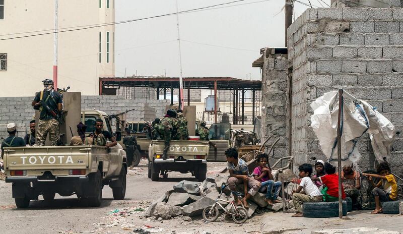 Yemeni forces on patrol in Aden. AFP