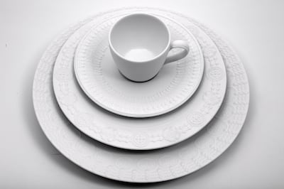 Delicate matte porcelain tableware by Designed by Hind Courtesy Irthi Contemporary Crafts Council