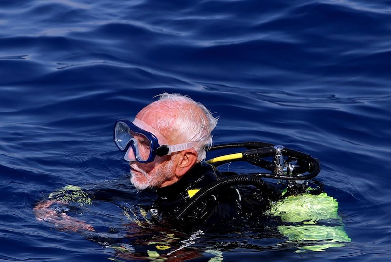 Ray Woolley dives at the Zenobia wreck off the southern coast of Larnaca, Cyprus. AP