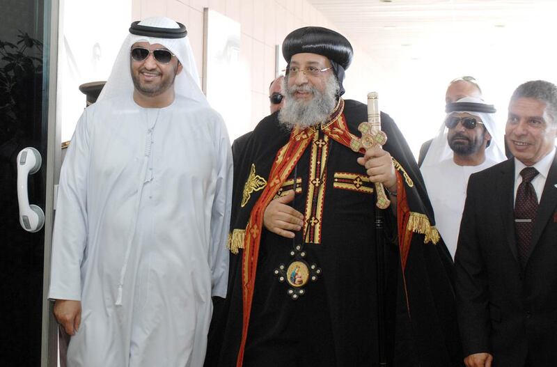 Coptic Pope Tawadros II arrives in Abu Dhabi on Friday. WAM

