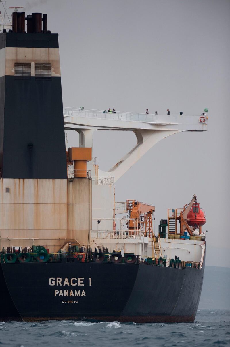 Supertanker Grace 1 off the coast of Gibraltar. AFP