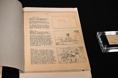 The original 1928 script for Disney's Steamboat Willie, the first cartoon to star Mickey Mouse. AFP