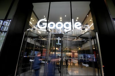 FILE PHOTO: The Google name is displayed outside the company's office in London, Britain November 1, 2018.  REUTERS/Toby Melville//File Photo