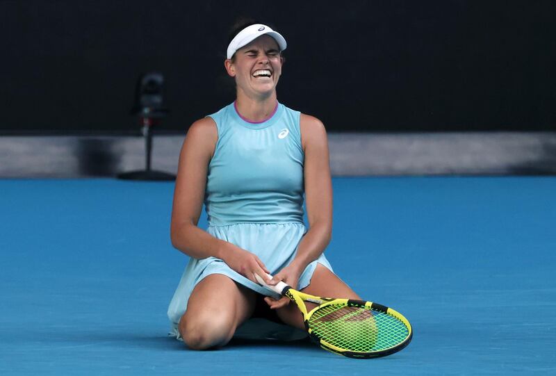 Jennifer Brady during her semi-final against Karolina Muchova. AP