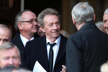 Denis Law attends the funeral of former Manchester United player Bill Foulkes at St Vincent De Paul RC Church, Altrincham, Cheshire. (Photo by Peter Byrne/PA Images via Getty Images)