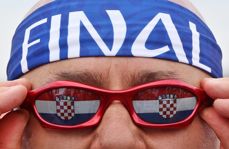 A supporter of Croatia arrives to the stadium for the World Cup 2018 final between France and Croatia in Moscow, Russia. EPA