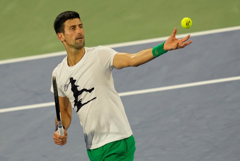 Novak Djokovic trains in Dubai. AP