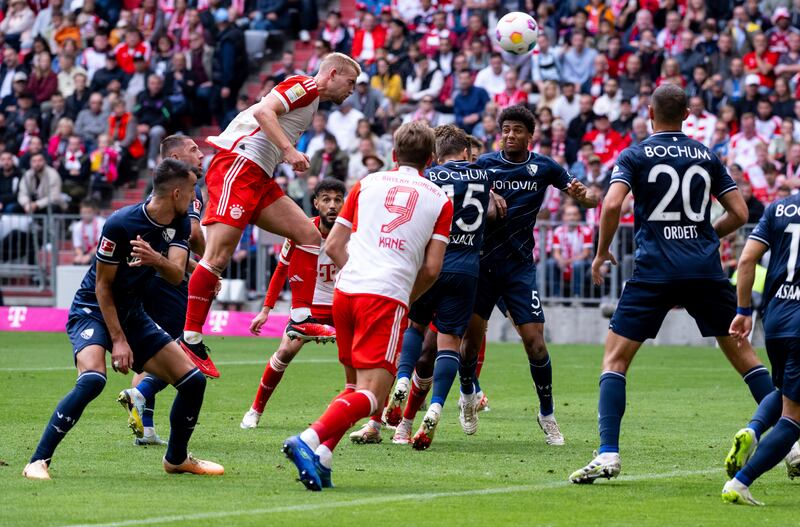 Matthijs de Ligt scores Bayern  Munich's third goal. AP