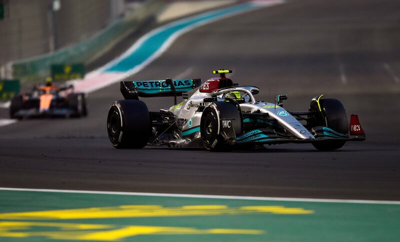 Lewis Hamilton leads Lando Norris on track during the Abu Dhabi Grand Prix at Yas Marina Circuit. Getty