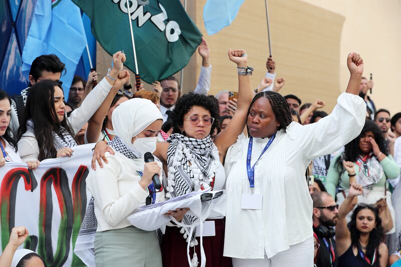 The rally lasted for an hour at Cop28 on Sunday.