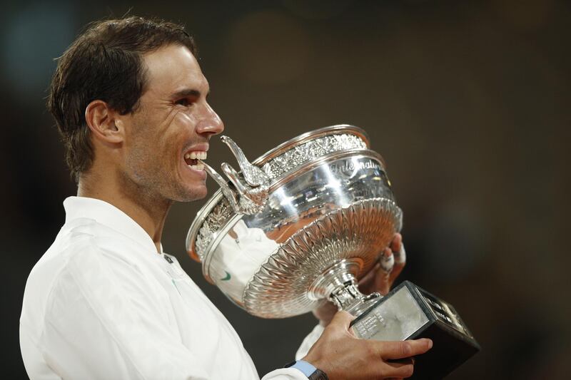 Rafael Nadal won the French Open title for the 13th time after his win over Novak Djokovic in the final on October 11, 2020. EPA