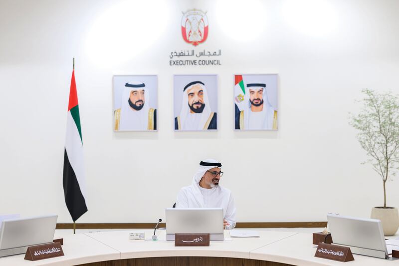 Sheikh Khaled bin Mohamed, Crown Prince of Abu Dhabi and Chairman of the Abu Dhabi Executive Council, approved the budget at the council's meeting on Friday. Photo: Abu Dhabi Media Office