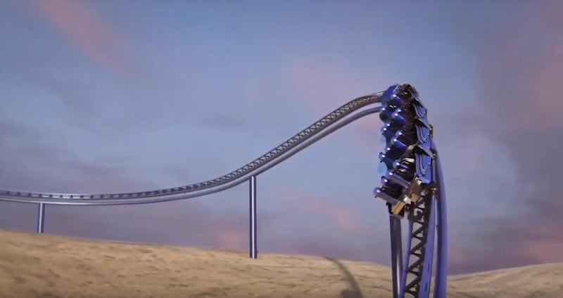 The Falcon's Flight ride is set to be the fastest in the world, at Six Flags Qiddiya, Saudi Arabia. Courtesy Qiddiya