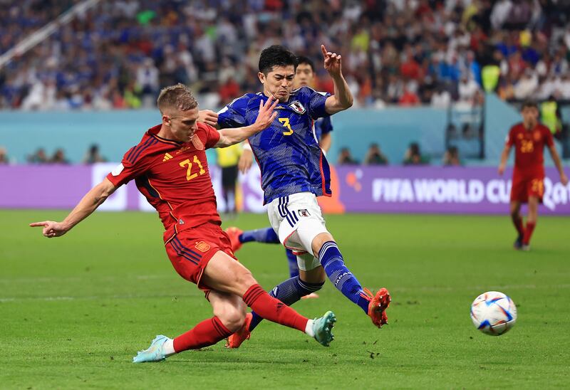 Shogo Taniguchi - 9, Was solid defensively, making a great block to stop Olmo’s shot from the edge of the box. Booked for a late challenge on Gavi. Dealt with Marco Asensio’s cross well and headed away Olmo’s ambitious strike as he played a key role in ensuring that Spain couldn’t find an equaliser. Getty Images