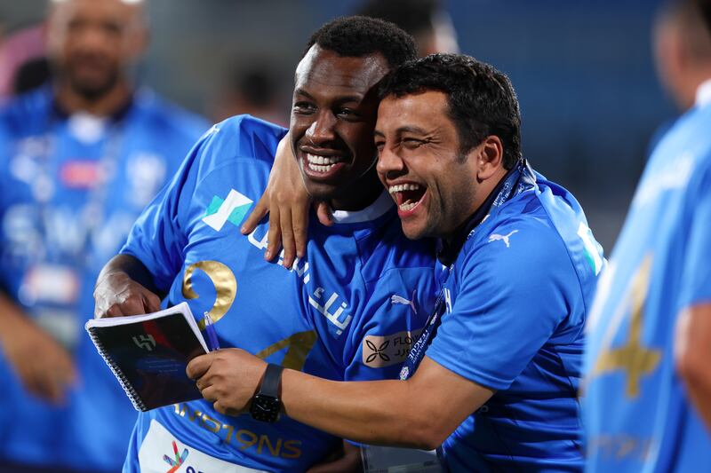 Saud Abdulhamid and Mohammad Al Shalhoub after the match. Getty Images