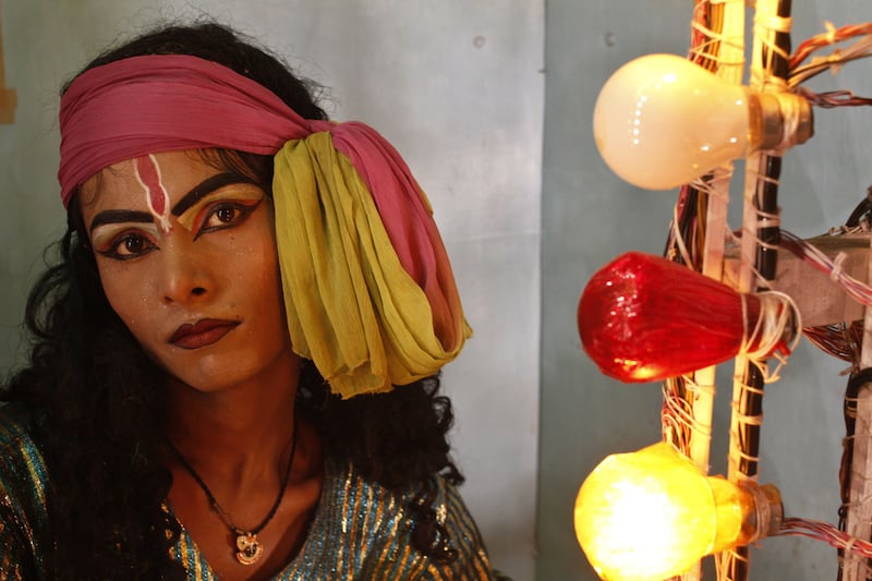 An Indian artist waits to participate in a Dussehra festival. Rajesh Kumar Singh / AP Photo