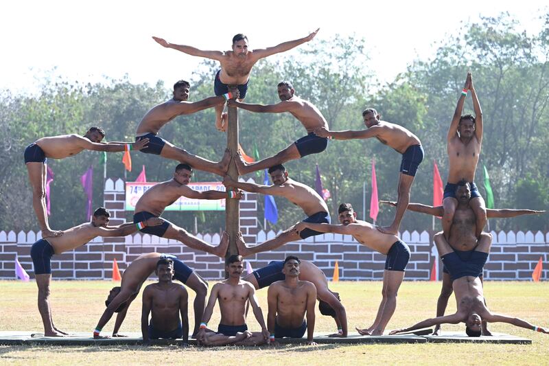 Railway Protection Force (RPF) personnel perform in Secunderabad. AFP