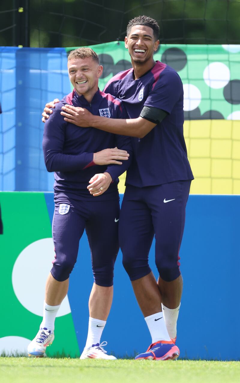 England's  Kieran Trippier with Jude Bellingham. Getty Images