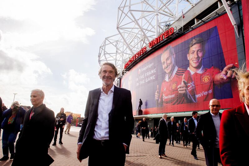 Potential buyer Sir Jim Ratcliffe tours Old Trafford in March, after the Glazer family announced in November 2022 that they were conducting a strategic review, with the sale of United one option being considered