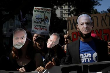 Avigdor Leiberman, Benny Gantz and Benjamin Netanyahu are key figures in today's polarised politics in Israel. Reuters