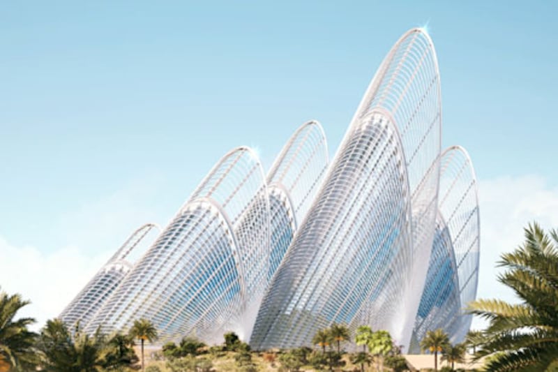 EMBARGOED UNTIL 11:00AM NOVEMBER 25th, 2010The Zayed National Museum as seen from the park looking north east is seen in this computer rendering distributed by TDIC in relation to Saadiyat Island, the Arts Quarter, and the newly unveiled design for the Zayed National Museum. (Courtesy TDIC)
