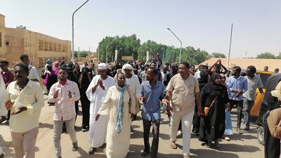 Sudanese demonstrators during a protest against the military takeover, in Atbara, Sudan.  Reuters