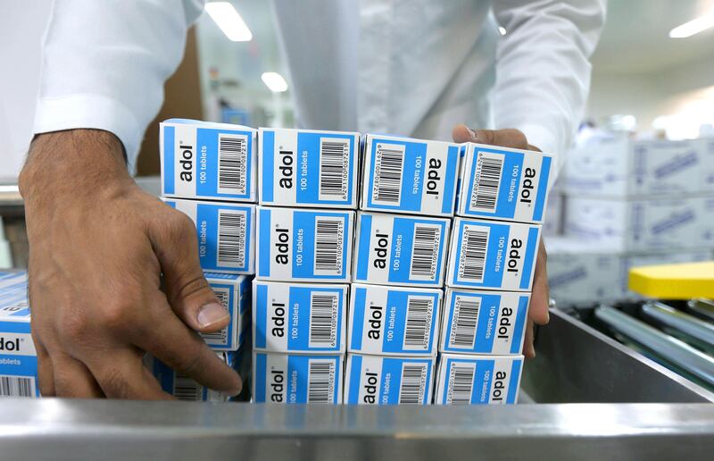 RAK , UNITED ARAB EMIRATES : July 8 , 2013 - Packing of the tablets in the J 1 unit at Gulf Pharmaceutical Industries in Ras Al Khaimah. In this J 1 unit they are making tablet and capsule medicine. ( Pawan Singh / The National ) . For Business.