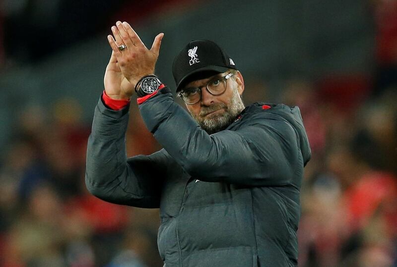 Liverpool manager Juergen Klopp celebrates after the match. Reuters