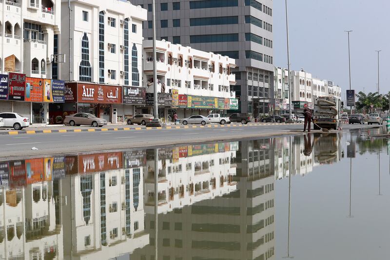 Standing water remains in Fujairah, days after the heavy rainfall.

