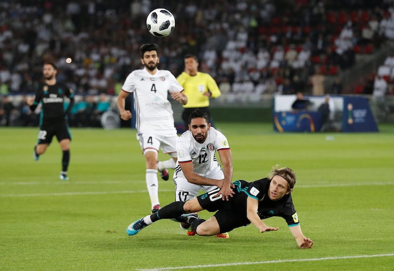 Real Madrid’s Luka Modric in action with Al Jazira’s Salem Rashid. Matthew Childs / Reuters
