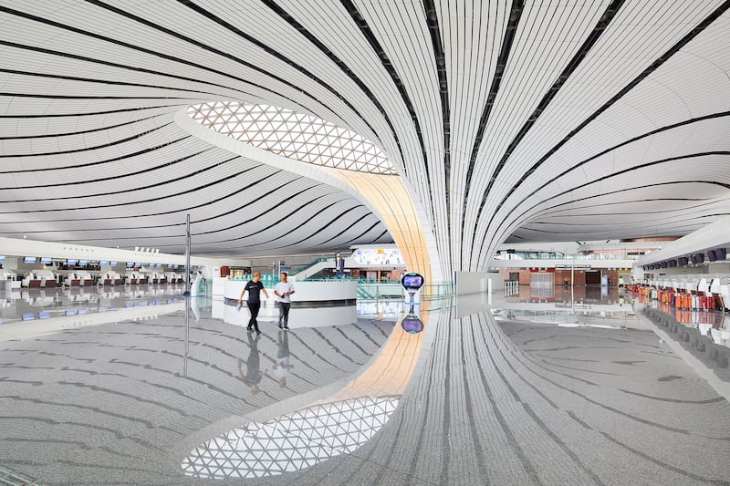 Iraqi-British architect Zaha Hadid's love of curves is visible throughout the Beijing Daxing International Airport. Photo: Hufton+Crow