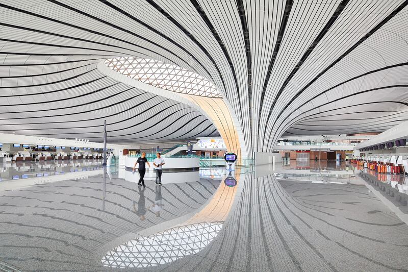 Iraqi-British architect Zaha Hadid's love of curves is visible throughout the Beijing Daxing International Airport. Photo: Hufton+Crow