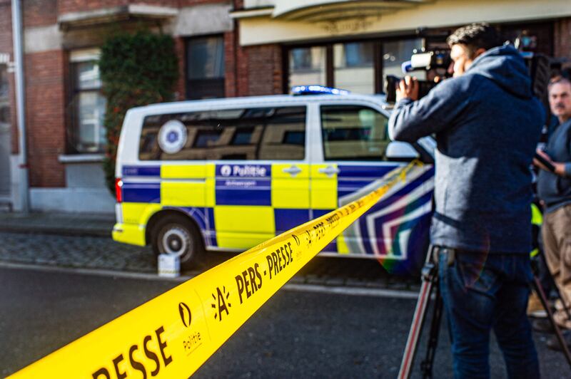 A police cordon where the shooting happened in Merksem, Antwerp. AFP