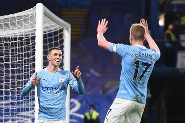 File photo dated 3-01-2021 of Manchester City's Phil Foden celebrates scoring his side's second goal of the game. Issue date: Tuesday May 11, 2021. PA Photo. Manchester City have clinched their third Premier League title in four years, PA news agency looks at five games crucial to their success. Chelsea, won 3-1, Stamford Bridge. See PA Story SOCCER Man City Games. Photo credit should read: Andy Rain/PA Wire