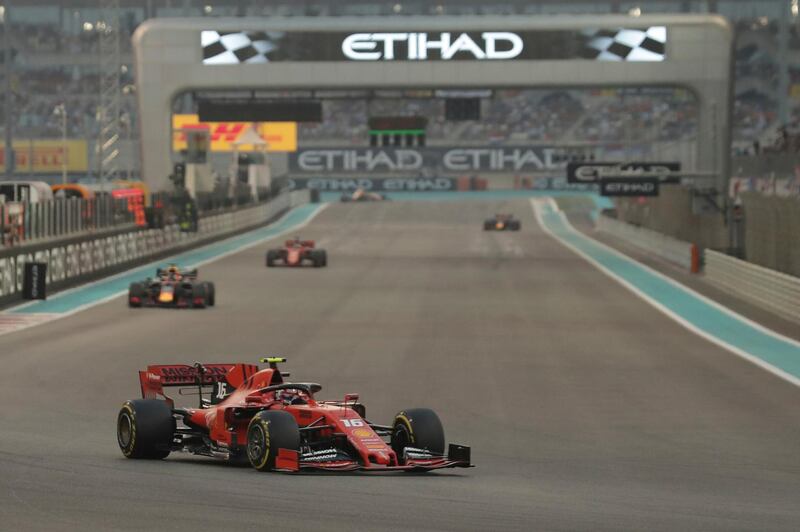 Ferrari driver Charles Leclerc steers his car  round the corner after the main straight. AP